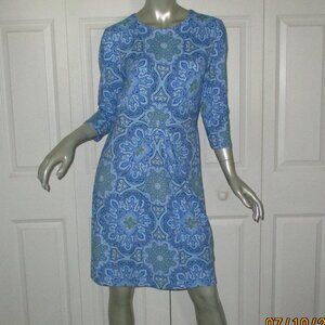 J.McLAUGHLIN Blue Paisley Dress Size Medium